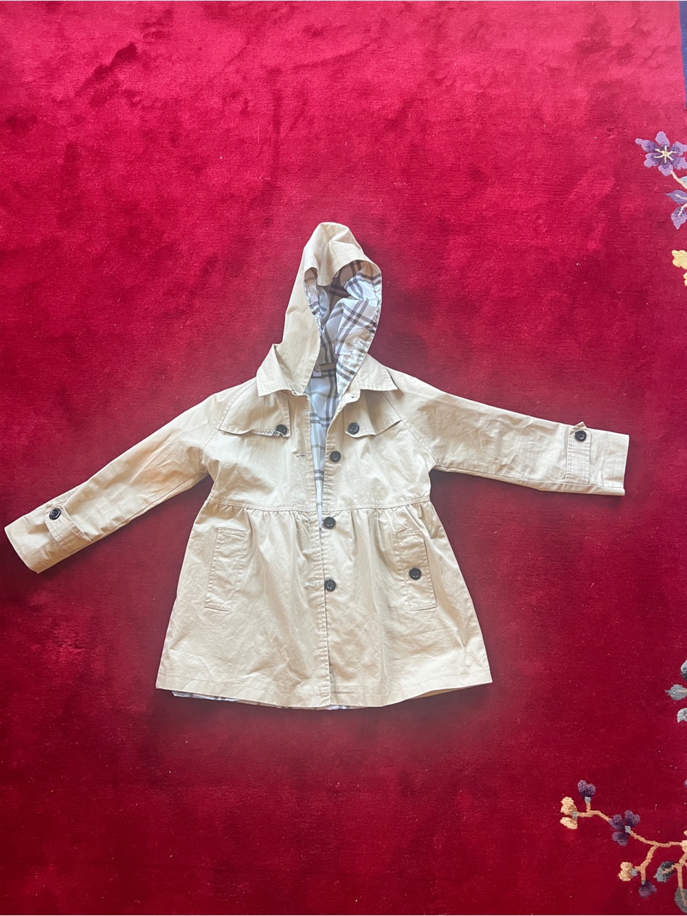 Beige Trench Jacket with Detachable Hood size 7/8